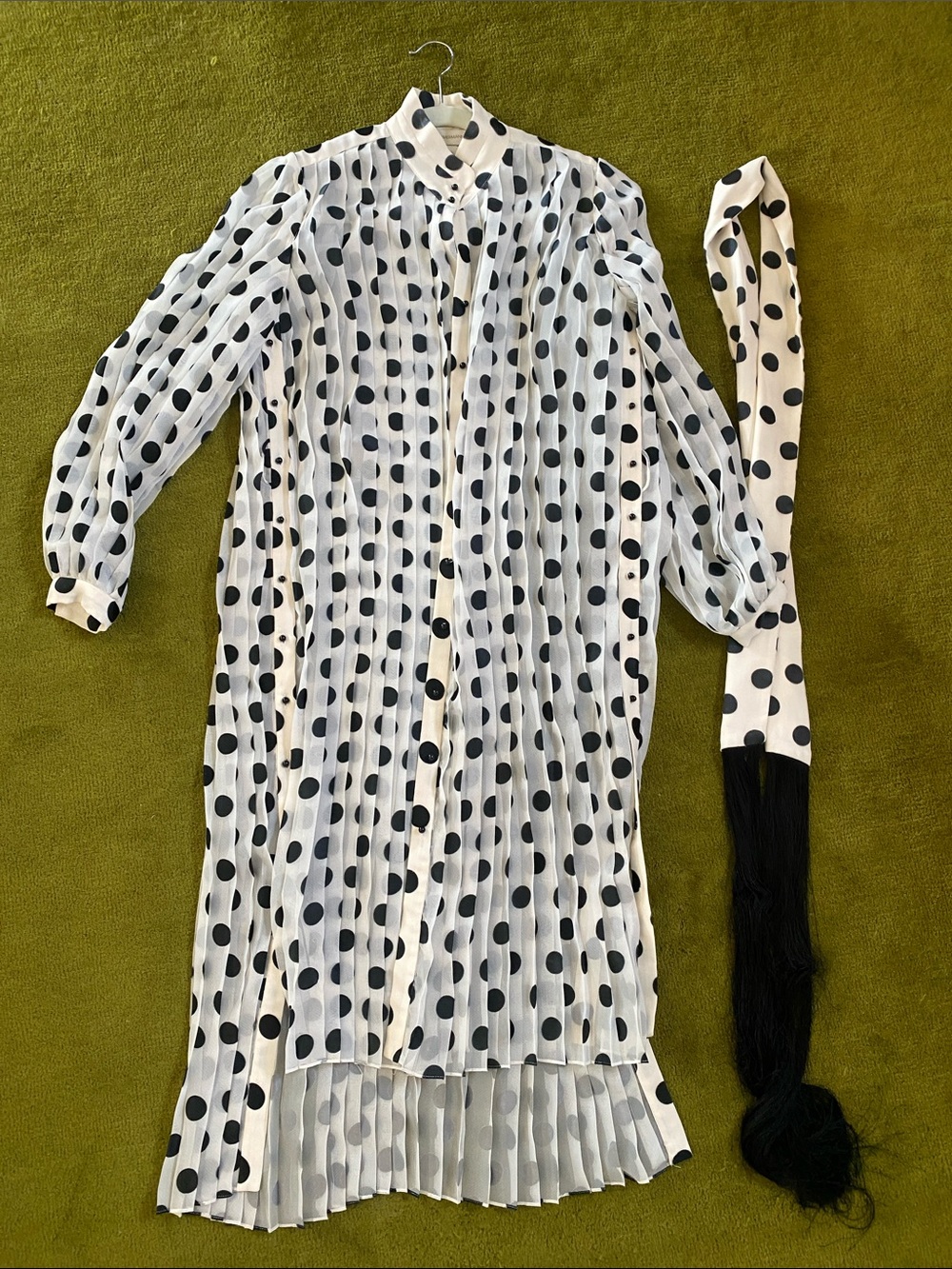 Zimmermann White and Black Polka Dot Pleated Shirt Dress